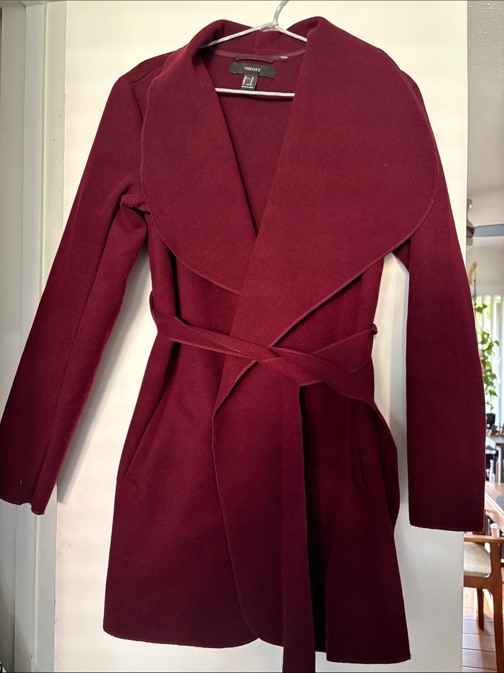 Forever 21 Women's Deep Berry Wrap Trench Coat